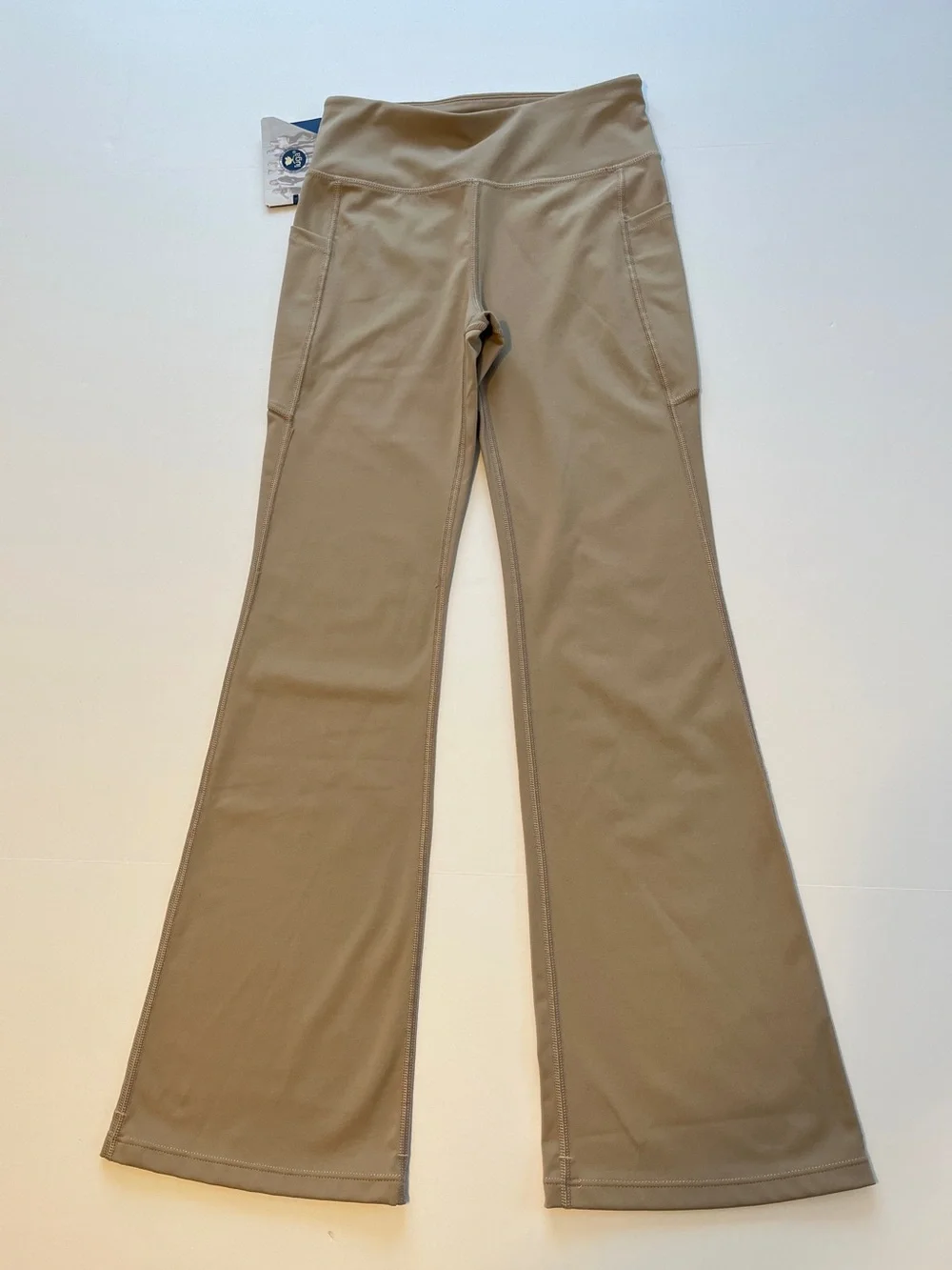 Iuga Kids Wide-Leg Active leggings size M/14 Khaki stretch with pockets new